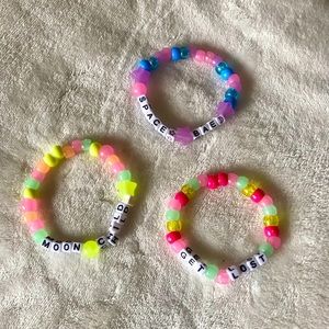 Trio Pack friendship bracelet toy costume Rave Kandi💙💛💜